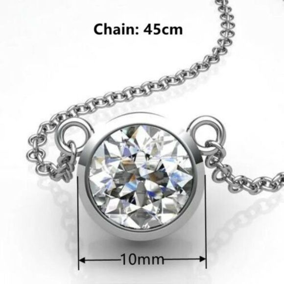 Minimalist 925 Sterling Silver Necklace w/ Clear CZ Gemstone 18” + - Picture 2 of 8